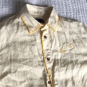 Diesel Embroidered Logo Linen Button Down Festival de amanha